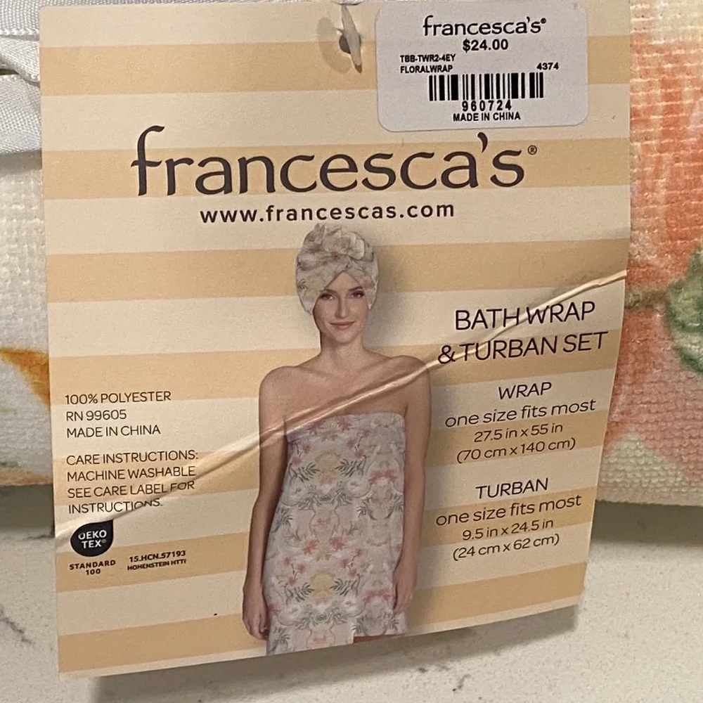 Francesca's Bath Wrap & Turban Set NW/OT - Picture 2 of 2